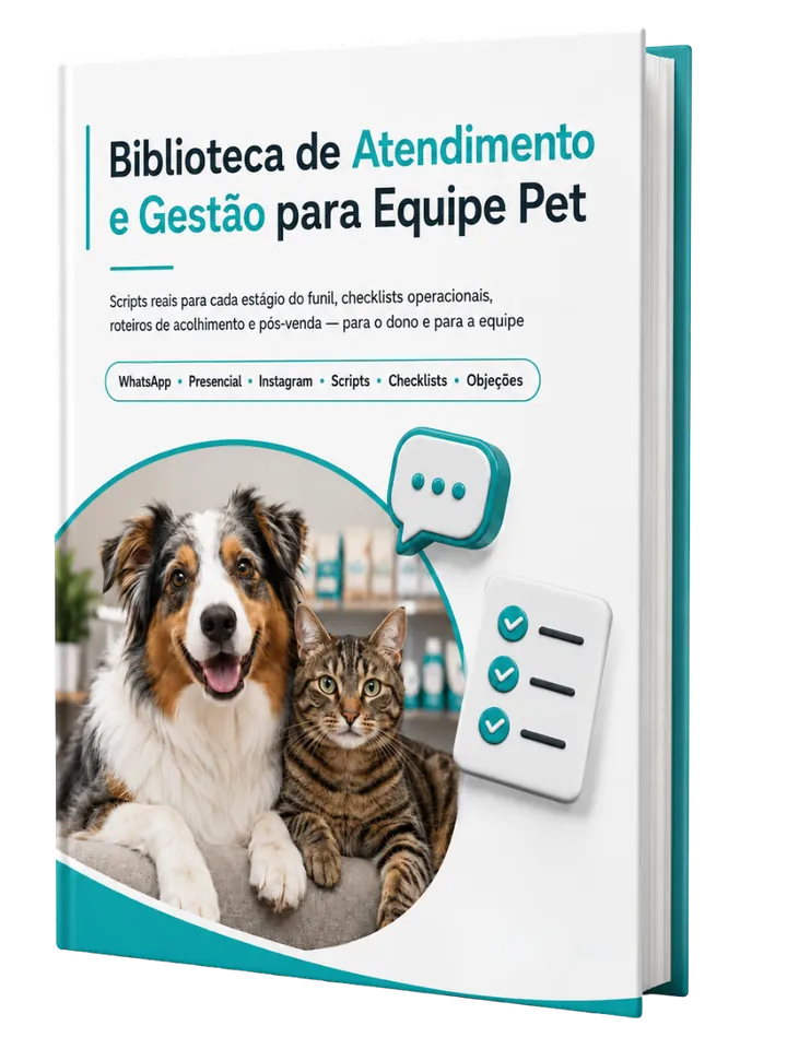 Mockup do e-book Biblioteca de Atendimento e Gestão para Equipe Pet