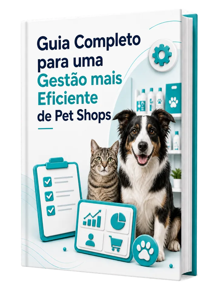 Mockup do e-book Guia Completo para uma Gestão mais Eficiente de Pet Shops