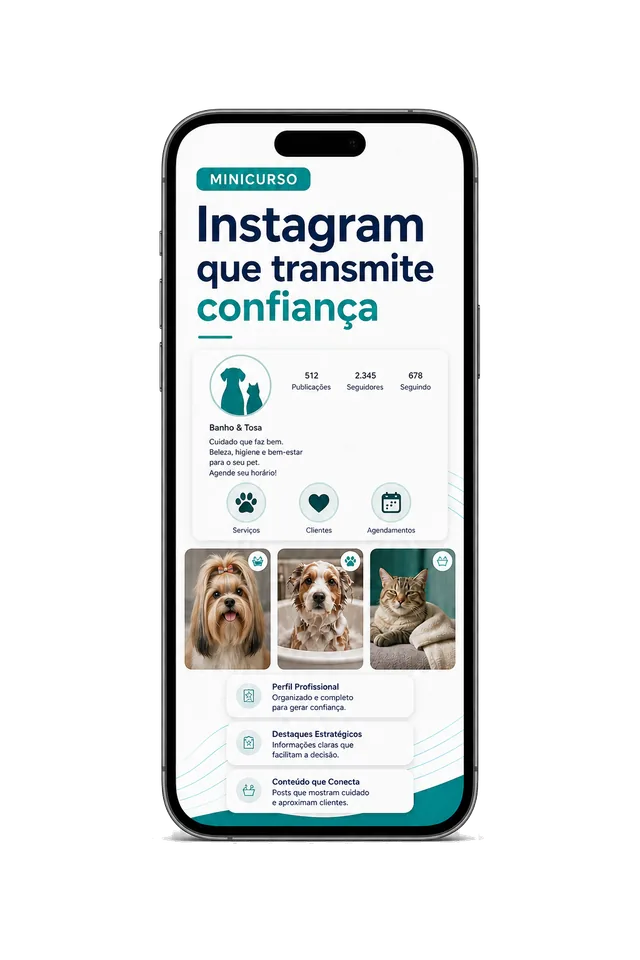 Mockup do minicurso Instagram que transmite confiança em celular